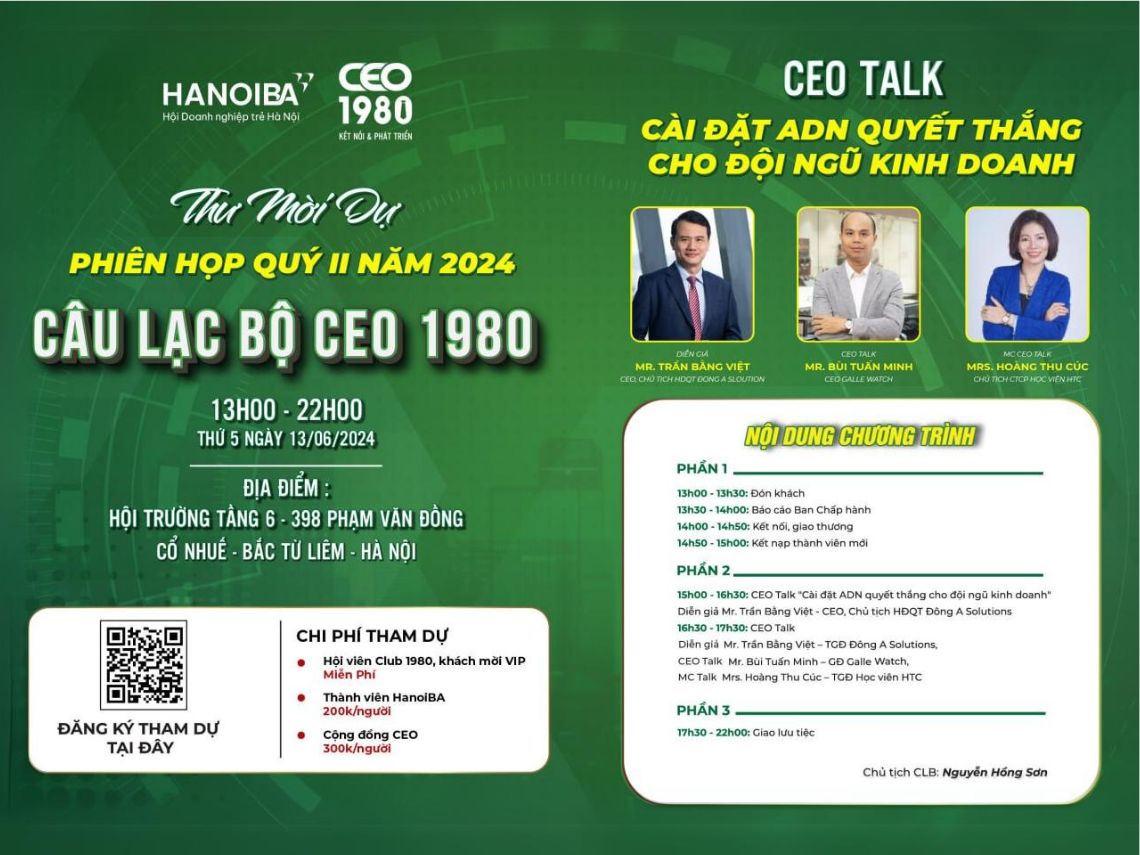 Kết nối kinh doanh, tiếp thu kiến thức trong lĩnh vực kinh doanh tại Phiên họp Quý II, CLB CEO1980